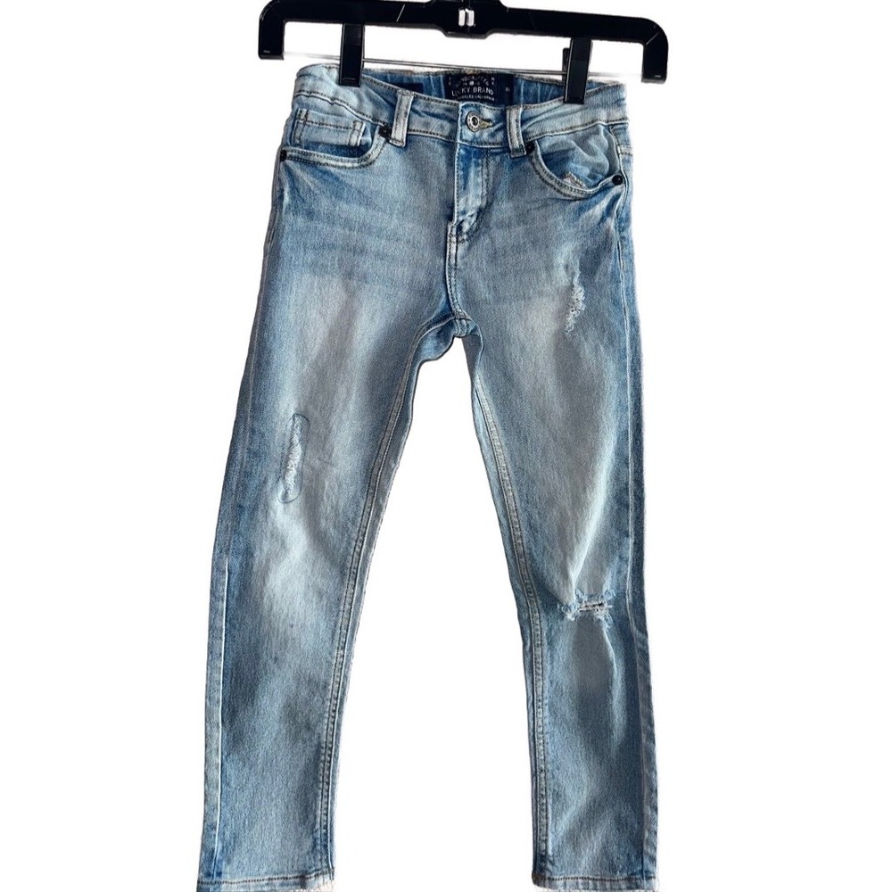 Lucky Brand Zoe Skinny Jeans Kids Size 6 Distressed Light Wash Denim Pants